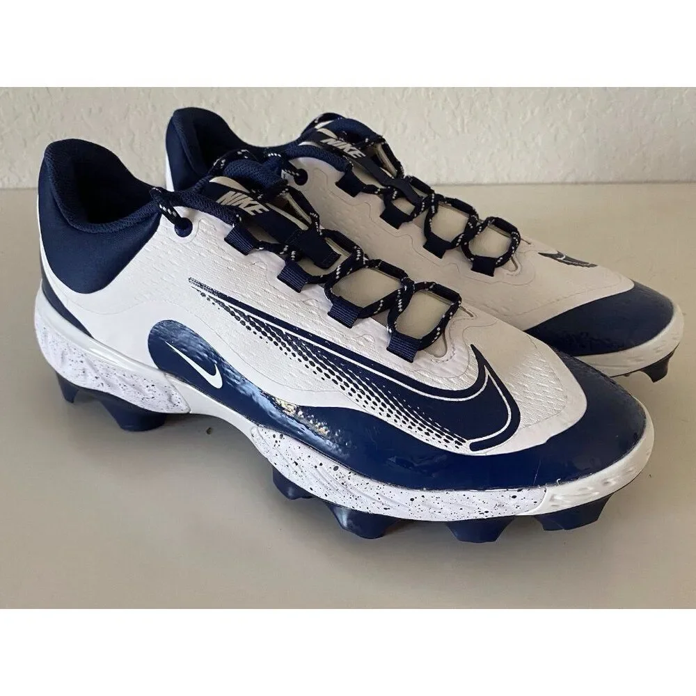 Nike Alpha Huarache Elite 4 Low MCS White Navy Molded Cleats FD6255-107 Men's 14